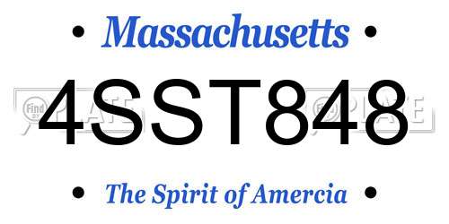 4SST848 Massachusetts License Plate