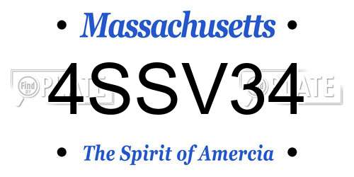 4SSV34 Massachusetts License Plate