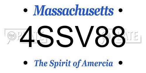 4SSV88 Massachusetts License Plate