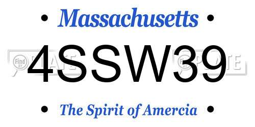 4SSW39 Massachusetts License Plate