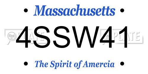 4SSW41 Massachusetts License Plate