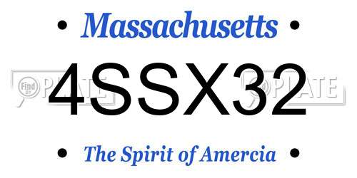 4SSX32 Massachusetts License Plate