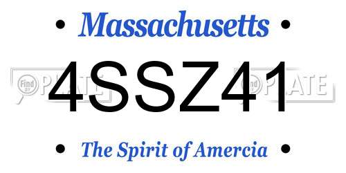 4SSZ41 Massachusetts License Plate