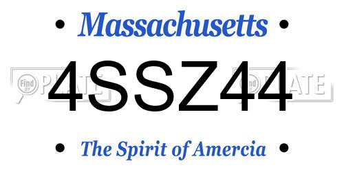 4SSZ44 Massachusetts License Plate