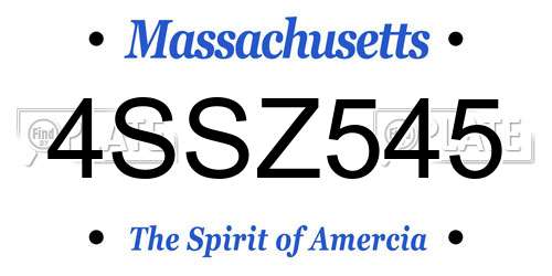 4SSZ545 Massachusetts License Plate