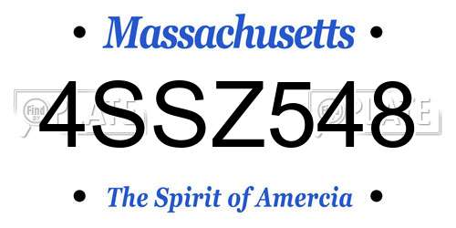 4SSZ548 Massachusetts License Plate