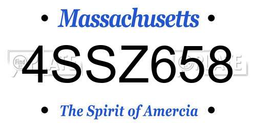 4SSZ658 Massachusetts License Plate