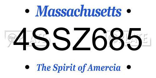 4SSZ685 Massachusetts License Plate
