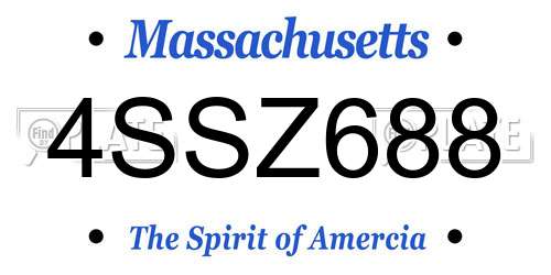 4SSZ688 Massachusetts License Plate