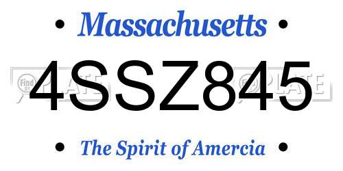 4SSZ845 Massachusetts License Plate