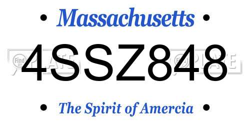 4SSZ848 Massachusetts License Plate
