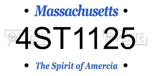 4ST1125 Massachusetts License Plate