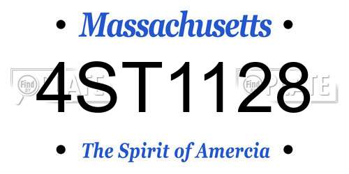 4ST1128 Massachusetts License Plate
