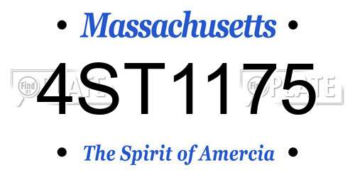 4ST1175 Massachusetts License Plate