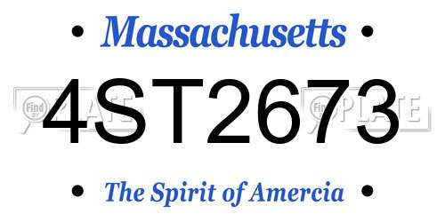 4ST2673 Massachusetts License Plate