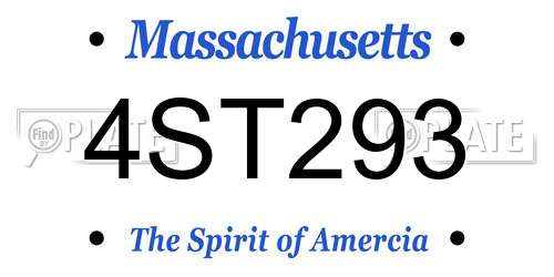 4ST293 Massachusetts License Plate
