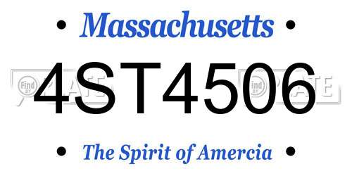 4ST4506 Massachusetts License Plate