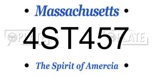 4ST457 Massachusetts License Plate