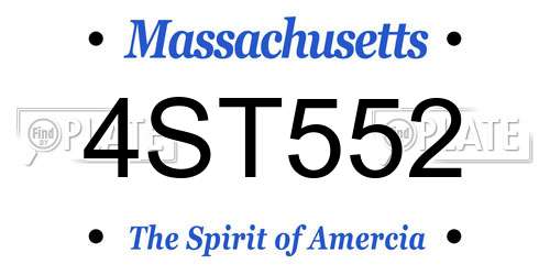 4ST552 Massachusetts License Plate