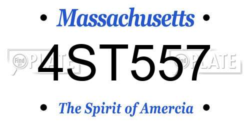 4ST557 Massachusetts License Plate