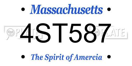 4ST587 Massachusetts License Plate