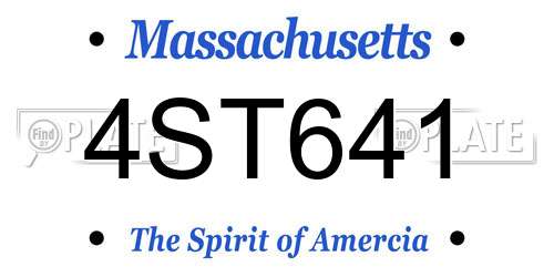 4ST641 Massachusetts License Plate