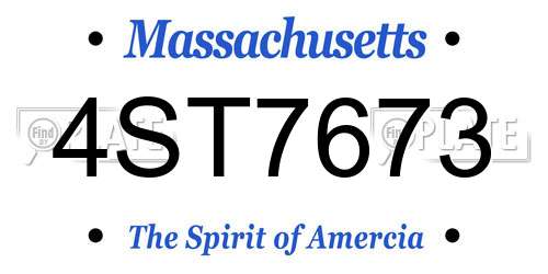 4ST7673 Massachusetts License Plate