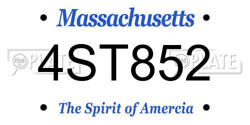 4ST852 Massachusetts License Plate