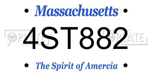 4ST882 Massachusetts License Plate