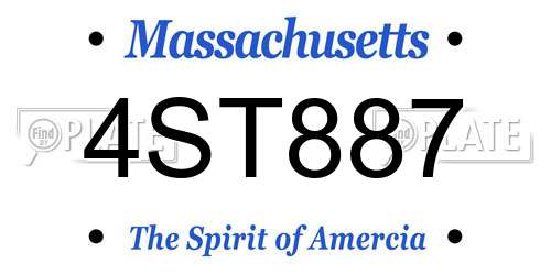 4ST887 Massachusetts License Plate