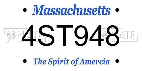4ST948 Massachusetts License Plate