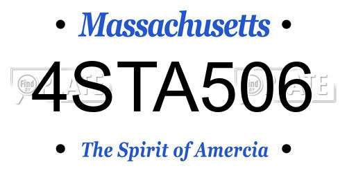 4STA506 Massachusetts License Plate