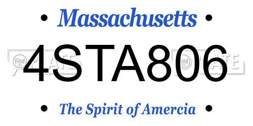 4STA806 Massachusetts License Plate