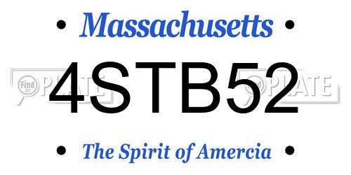 4STB52 Massachusetts License Plate