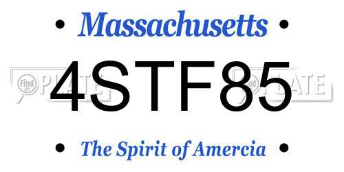 4STF85 Massachusetts License Plate