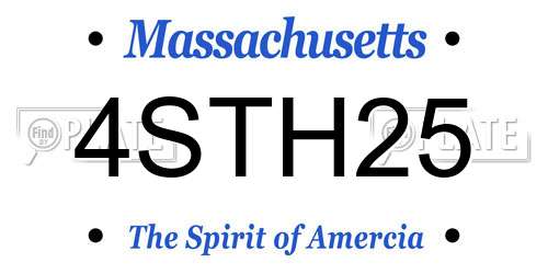 4STH25 Massachusetts License Plate