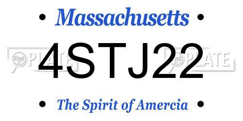 4STJ22 Massachusetts License Plate