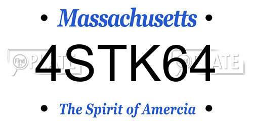 4STK64 Massachusetts License Plate