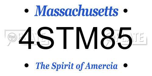 4STM85 Massachusetts License Plate