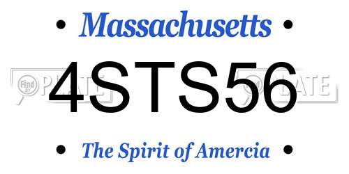 4STS56 Massachusetts License Plate