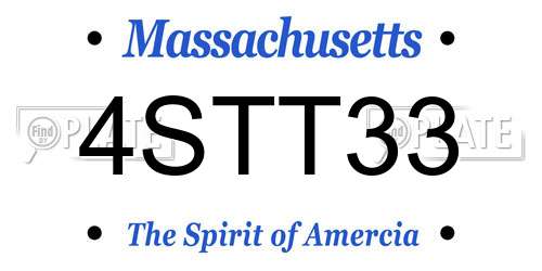 4STT33 Massachusetts License Plate