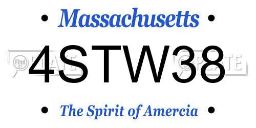 4STW38 Massachusetts License Plate