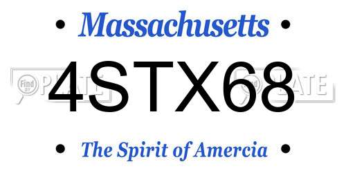 4STX68 Massachusetts License Plate