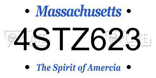 4STZ623 Massachusetts License Plate