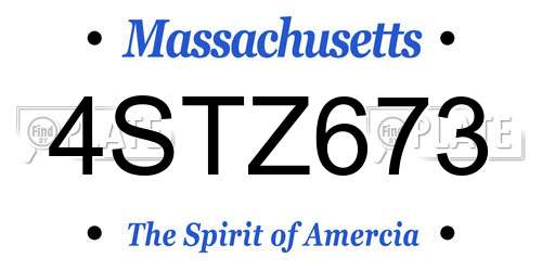 4STZ673 Massachusetts License Plate