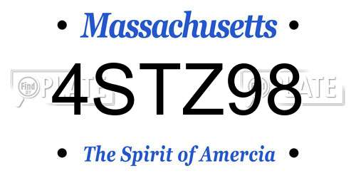 4STZ98 Massachusetts License Plate