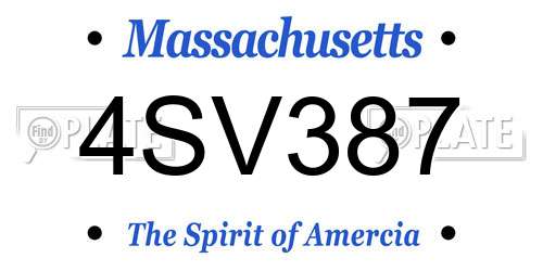 4SV387 Massachusetts License Plate