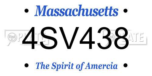 4SV438 Massachusetts License Plate
