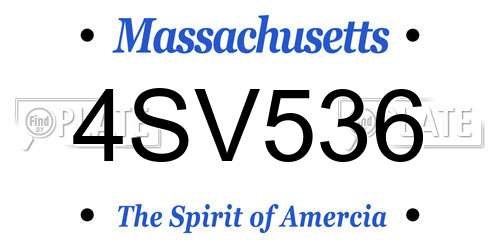 4SV536 Massachusetts License Plate