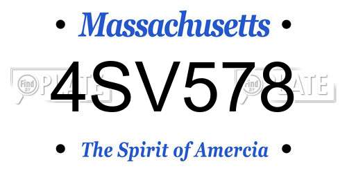 4SV578 Massachusetts License Plate